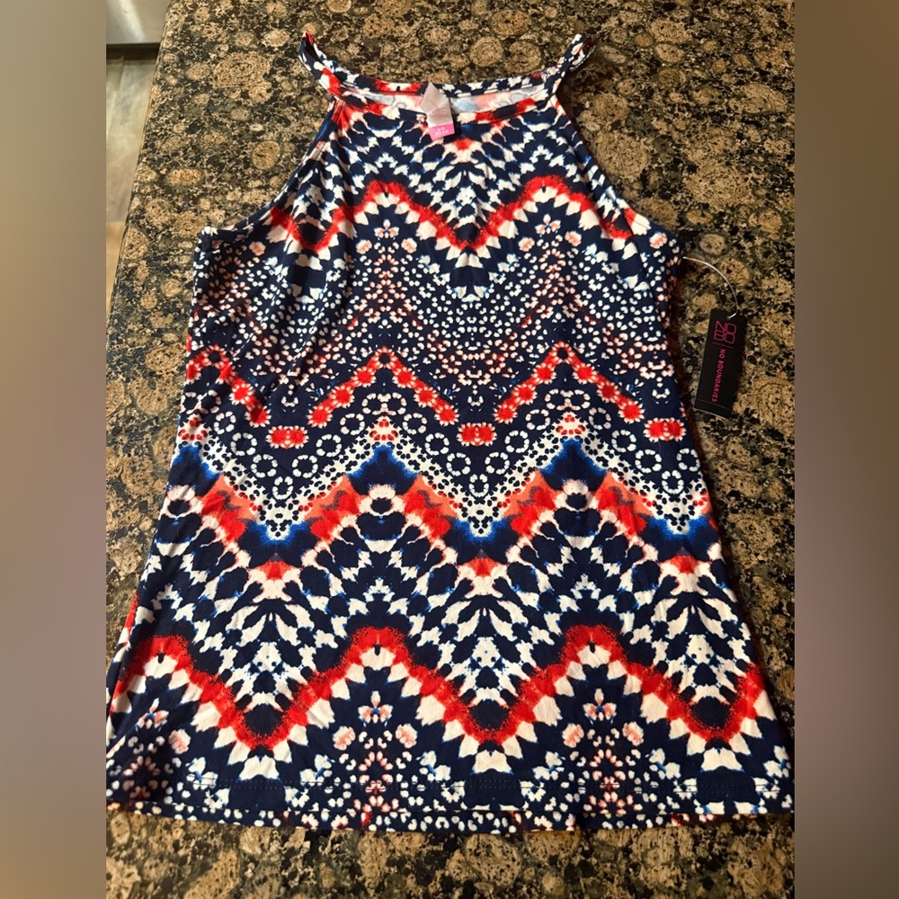 No Boundaries Red and Blue Patterned Top